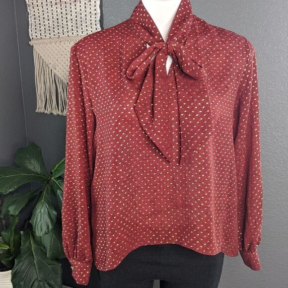 Michael Kors Long Sleeve Blouse Tie Neck - Picture 1 of 9
